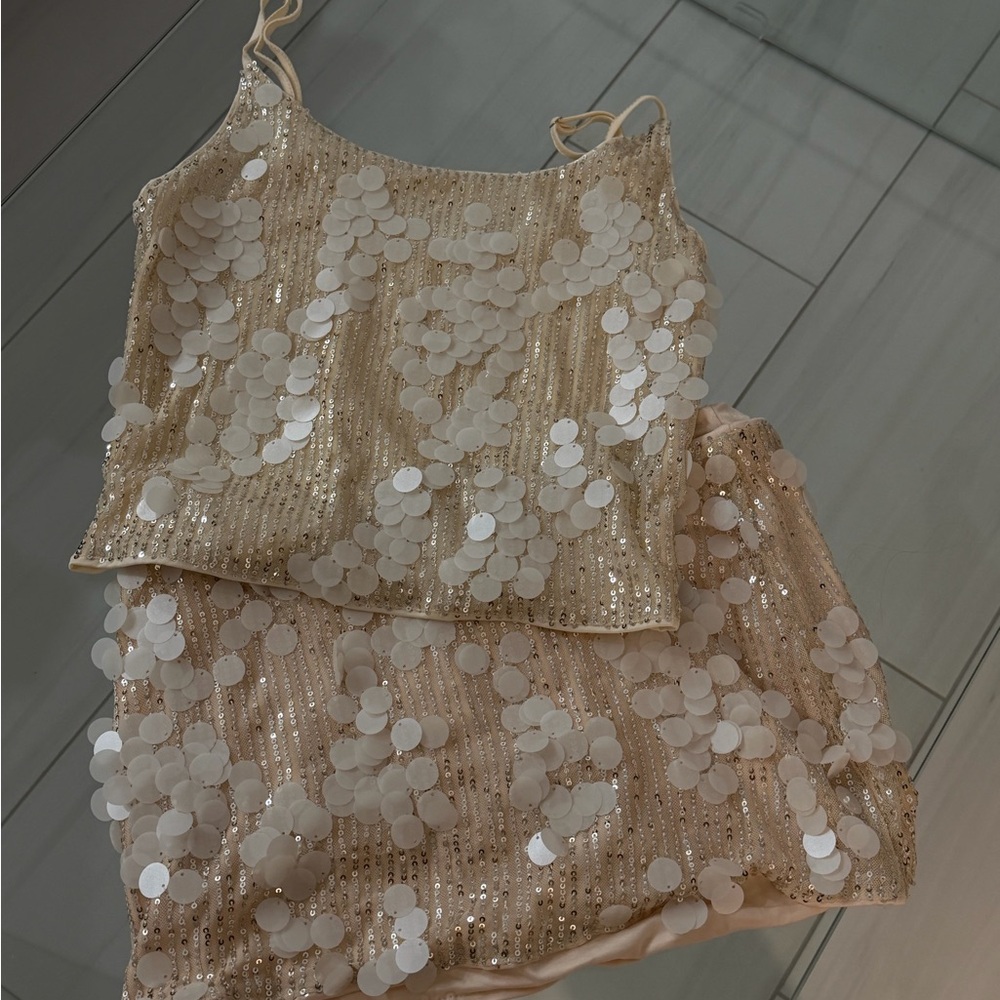 Sequin Embellished Tank and Skirt Set
